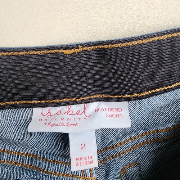 ISABEL Women's MATERNITY Denim Cut Off Jean Shorts Side Stretch Boyfriend Sz 2 - Picture 7 of 10